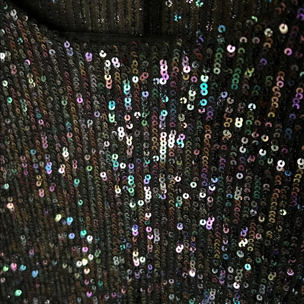 Intimately Free People Gold Rush Sequin Black‎ Long Sleeve Tee Multi Colored